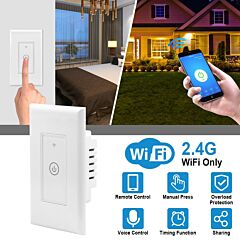 Smart Wifi Light Switch Touch In Wall Remote Controller For Alexa Google Home Ifttt - White