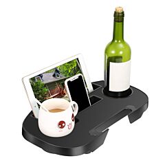 Zero Gravity Chair Cup Holder Clip On Side Tray W/beverage Can Mobile Devices Slots - Black