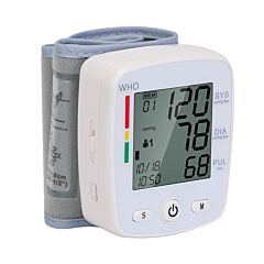 Blood Pressure Monitor Wrist Digital High Blood Pressure Cuff Heartbeat Tester - White