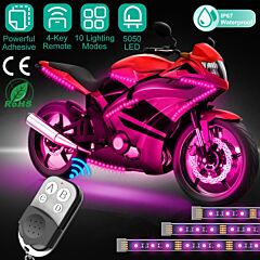 6pcs Motorcycle Led Light Strips Multi-color Neon Light Kits Waterproof Dc 12v Rgb Atmosphere Lights - Black