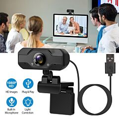 Fhd 1080p Usb Webcam W/ 360° Rotatable Clip Streaming Usb Camera - Black