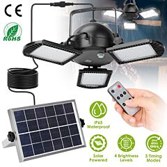 Solar Pendant Lights Ip65 Waterproof Shed Light 120° Adjustable Garage Light With 3 Timing Modes 4 Brightness Levels - Black