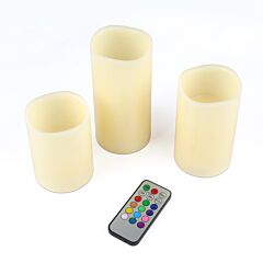 3pcs Flameless Candles Votive Candles Wireless Battery Operated Led Flickering Candles W/ Remote Control Timer - Ivory
