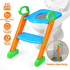 Potty Training Toilet Seat W/ Steps Stool Ladder For Children Baby Foldable Splash Guard Toilet Trainer - Multi-color