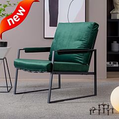 Modern Relax Single Arms Chair With Velvet Cushion - Emerald