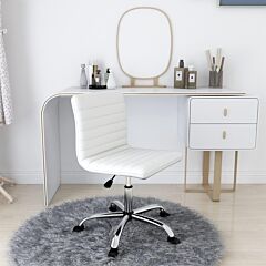 Dr Low-back Ribbed Faux Leather Office Desk Chair - White