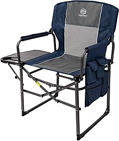 Camping Chair Portable Folding Chair Directors Chair With Large Side Table & Storage Bag Outdoor Camp Chair Blue - Blue