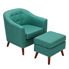 30'' Wide Tufted Barrel Chair And Ottoman - Green