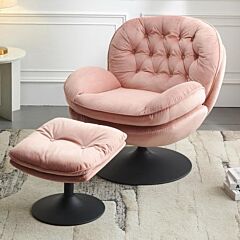 Swivel Leisure Chair Velvet Lounge Chair - Pink