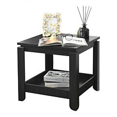 Bedside Table With 2-tier Storage Shelf Wooden Modern Nightstands For Bedroom Living Room Xh - Coffee