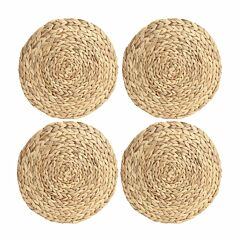 Set Of 4 Pack Round Water Hyacinth Placemats - D37cm