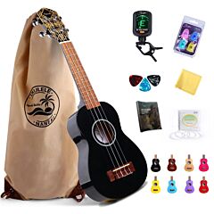 Soprano Ukulele 21 In Mini Kids Guitar Hawaiian Ukelele Music Instrument Kit Ukalalee For Beginner Adults Kids Starter(black) - 21"