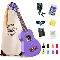 Soprano Ukulele Purple 21 Inch High Gloss Basswood Mini Kids Guitar Hawaiian Ukeleles Instrument Kit With Ukalalee Bag Tuner Pack Book For Beginner Toddler Starter Adults - Purple