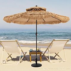 9 Feet Thatched Tiki Umbrella With 8 Ribs - Natural