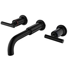 Rbrohant Wall Mounted Bathroom Faucet In Matte Black, Double Handles Sink Faucet For Bathroom, Solid Brass Lavatory Faucet - Matt Black