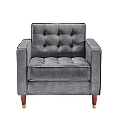 Dark Grey Color Velvet Sofa Chair With Ark Leg(sf604b2) - Grey
