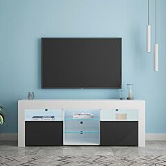 145 Modern 57 Inches Tv Stand Matte Body High Gloss Fronts With 16 Color Leds - As Picture