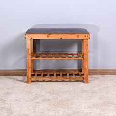 Entryway 3-tier Bamboo Bench Living Room Storage Shoe Rack 23.62 X 11.4 X 19.88 Inch - Natural