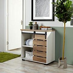 Woven Paths 32 Inches Sliding Slat Door Accent Cabinet, Ding Single Slat Door Storage Console - As Picture