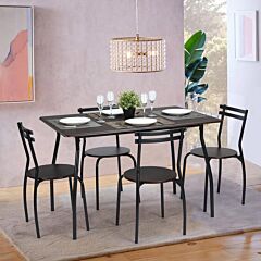 5 Pcs Dining Set Table 47.2 Inches  And 4 Chairs Home Kitchen Room Breakfast Furniture - As Picture