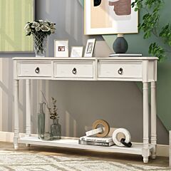 Trexm Console Table Sofa Table With Drawers For Entryway With Projecting Drawers And Long Shelf (antique White) - As Picture